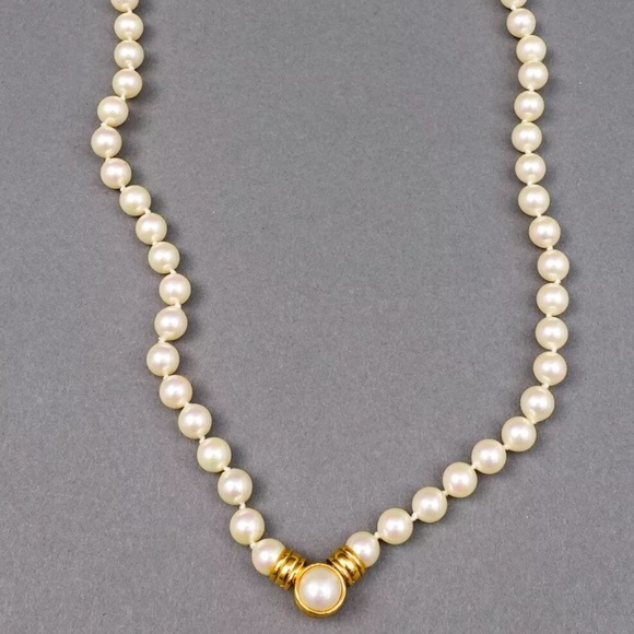 Vintage 80-90s Christian DIOR Glass Pearl Reversible Runway Necklace - Picture 13 of 14